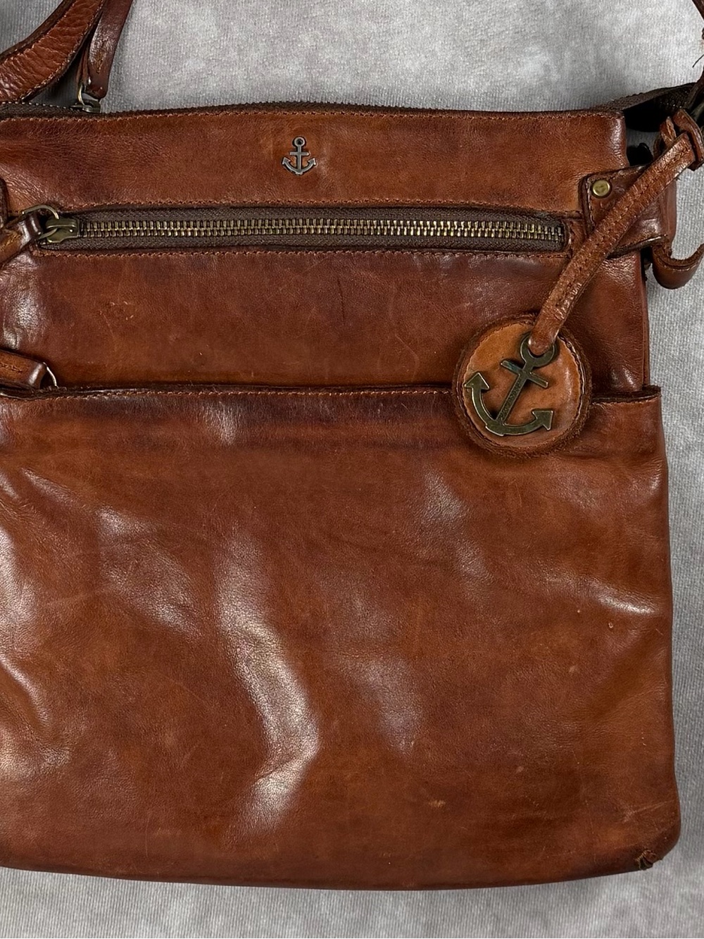 Harbour 2nd Cognac Leather Anchor Crossbody Bag
